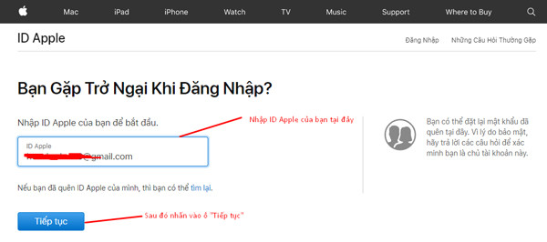 quên ID Apple để kích hoạt iPhone iPad 2