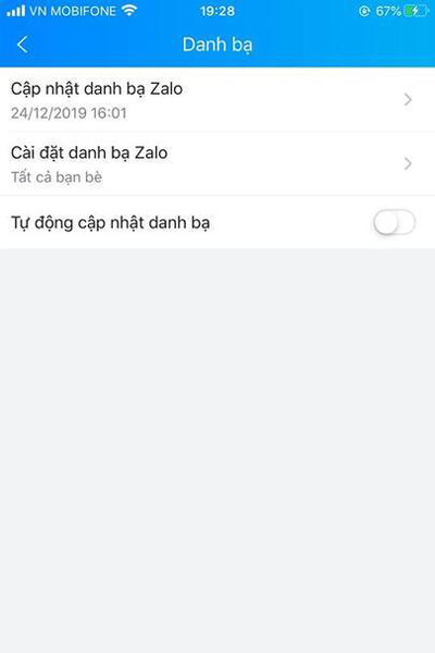 xóa tính năng cập nhật tự động danh bạ trên Zalo - bước 5