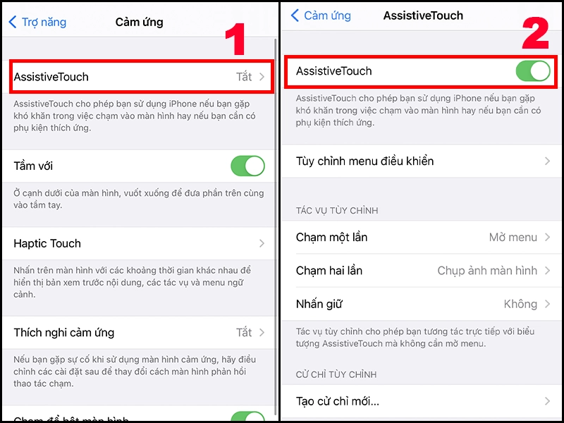 Bật tính năng AssistiveTouch