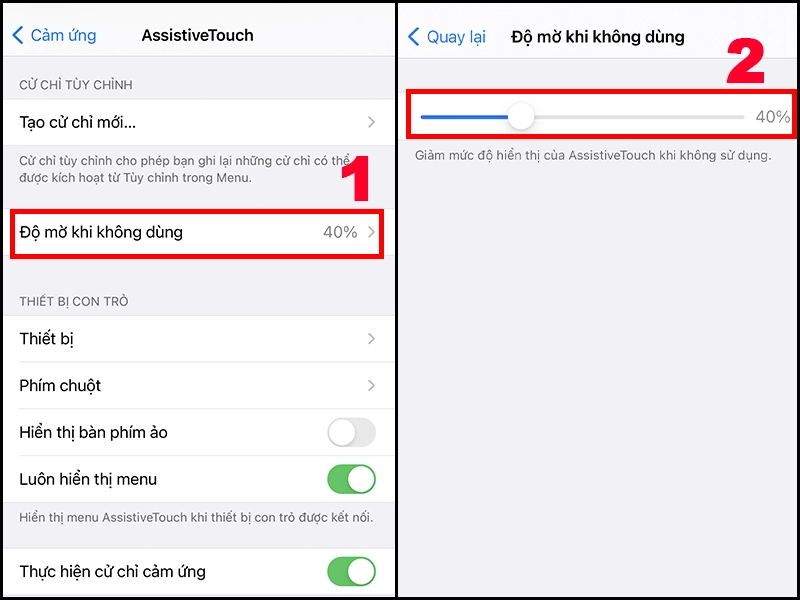 Thay đổi độ mờ của nút Home ảo