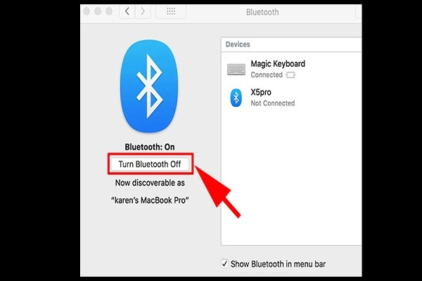 Chọn Turn Bluetooth Off để tắt Bluetooth
