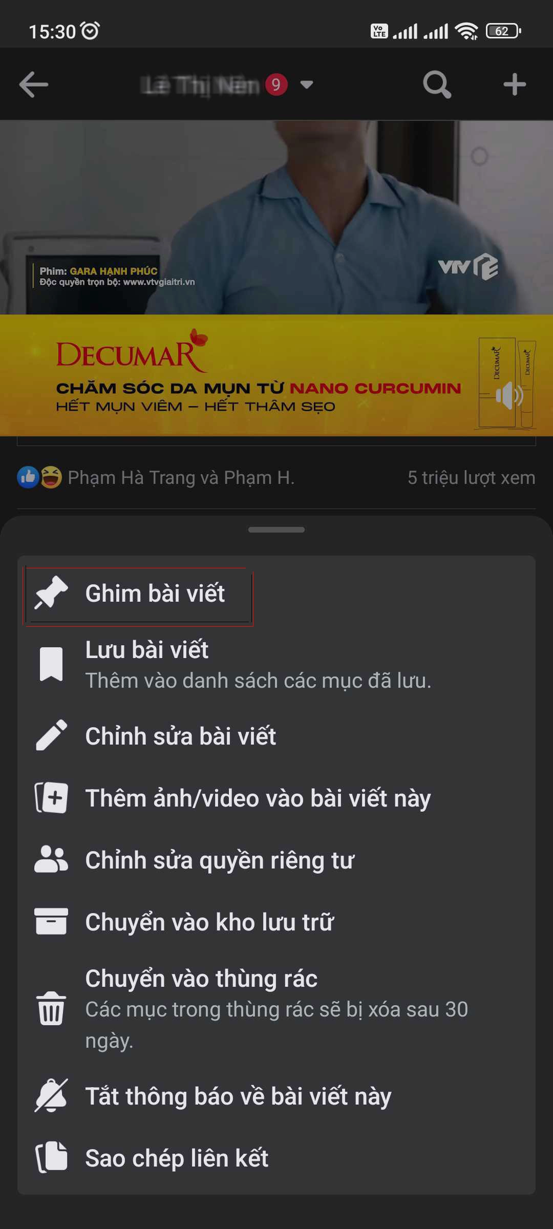 Ghim bài viết trên facebook