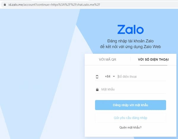 Link đăng nhập Zalo
