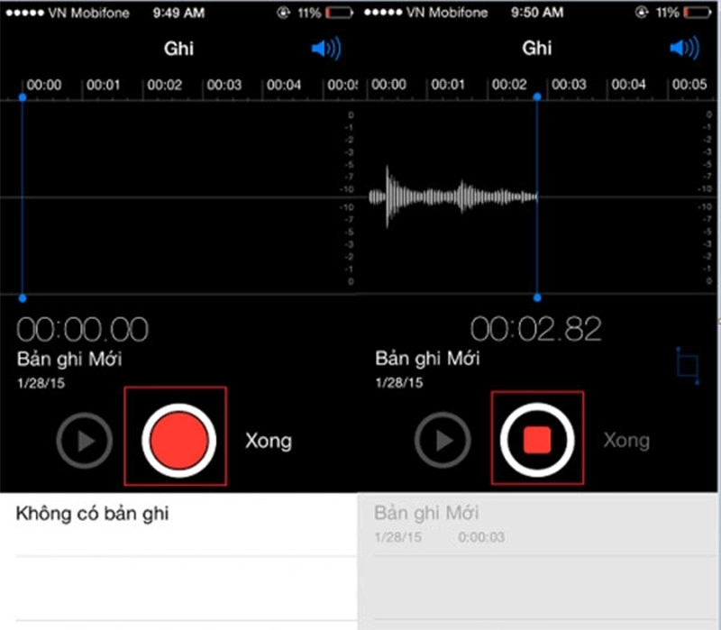 Để dừng hẳn cuộc ghi âm bạn ấn chọn xong