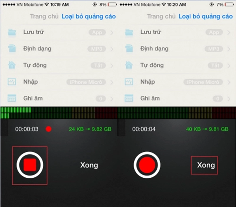 Quá trình ghi âm sẽ hiện