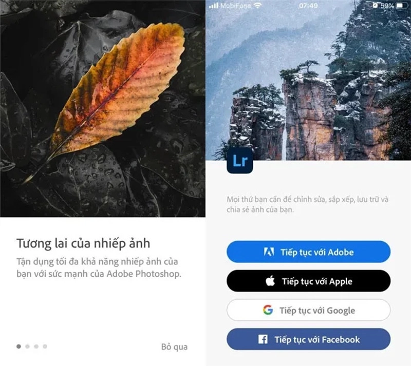 Đăng ký một tài khoản Lightroom hoàn toàn mới