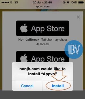 Chọn Install để xác nhận cài đặt Appvn