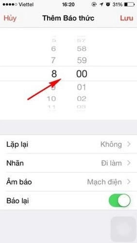 Chọn giờ để đặt báo thức