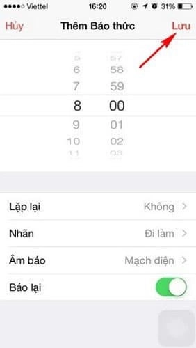 Lưu báo thức trên iPhone 7 Plus