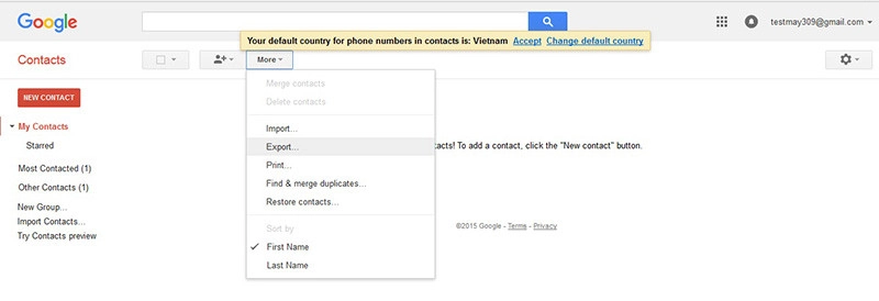 Nhấp vào Chọn tập tin để tải lên file danh bạ lúc nãy vừa tải về từ iCloud