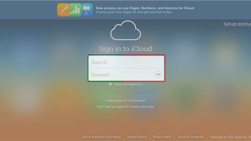 đăng nhập tài khoản iCloud của bạn