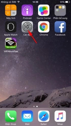 chọn biểu tượng Cài đặt