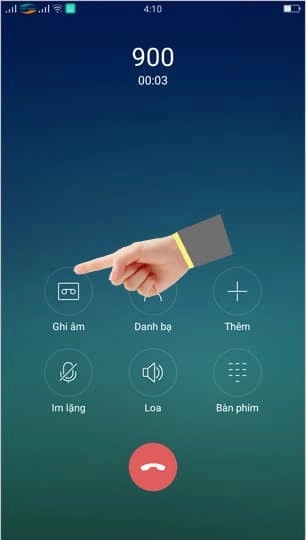 Nhấn vào icon ghi âm