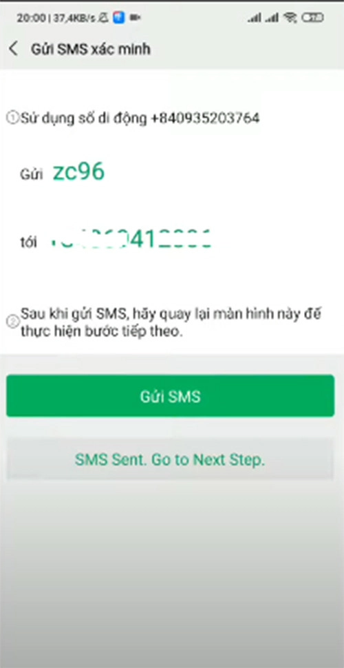 Bạn thực hiện đăng ký tương tự như đã quét mã QR