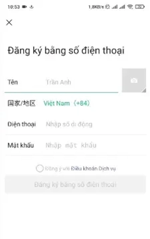 Tiến hành điền đầy đủ thông tin Wechat