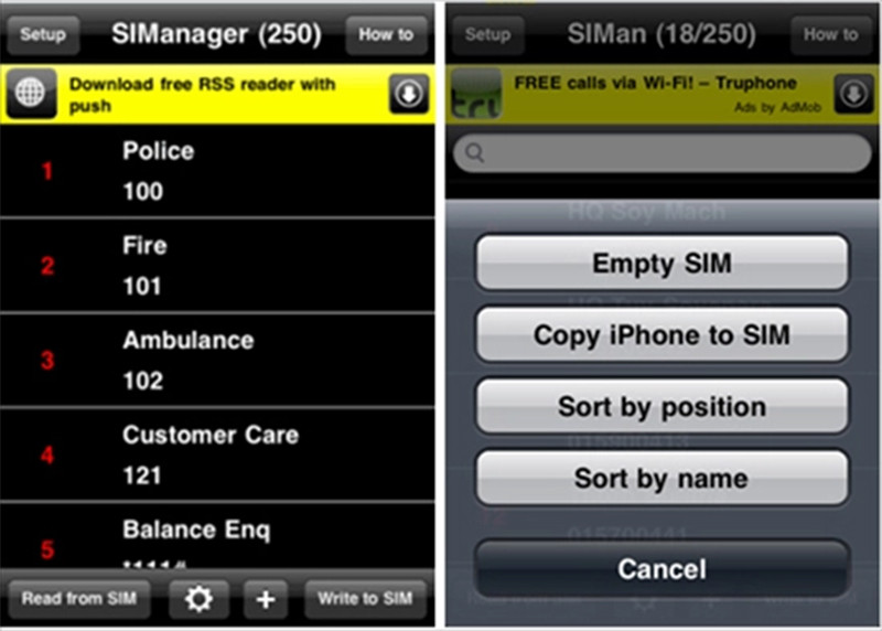 Sử dụng ứng dụng SIManager để sao chép số điện thoại từ máy vào sim