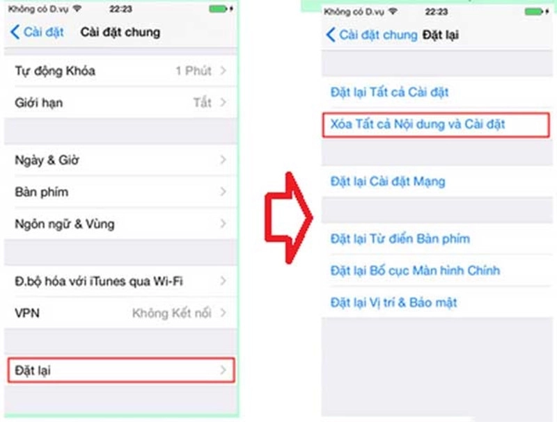 Đặt lại tất cả cài đặt