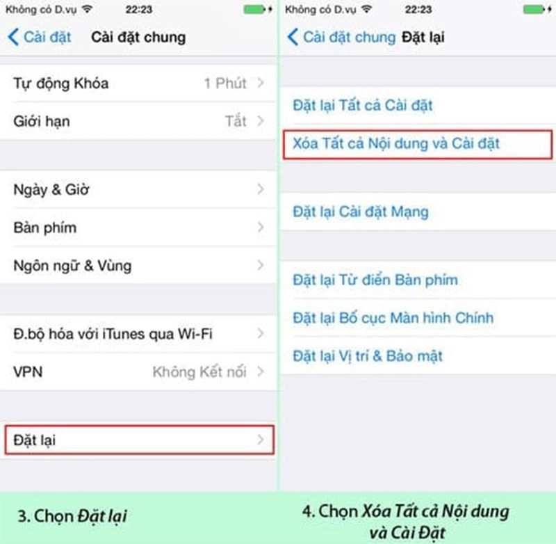 Đặt lại tất cả cài đặt