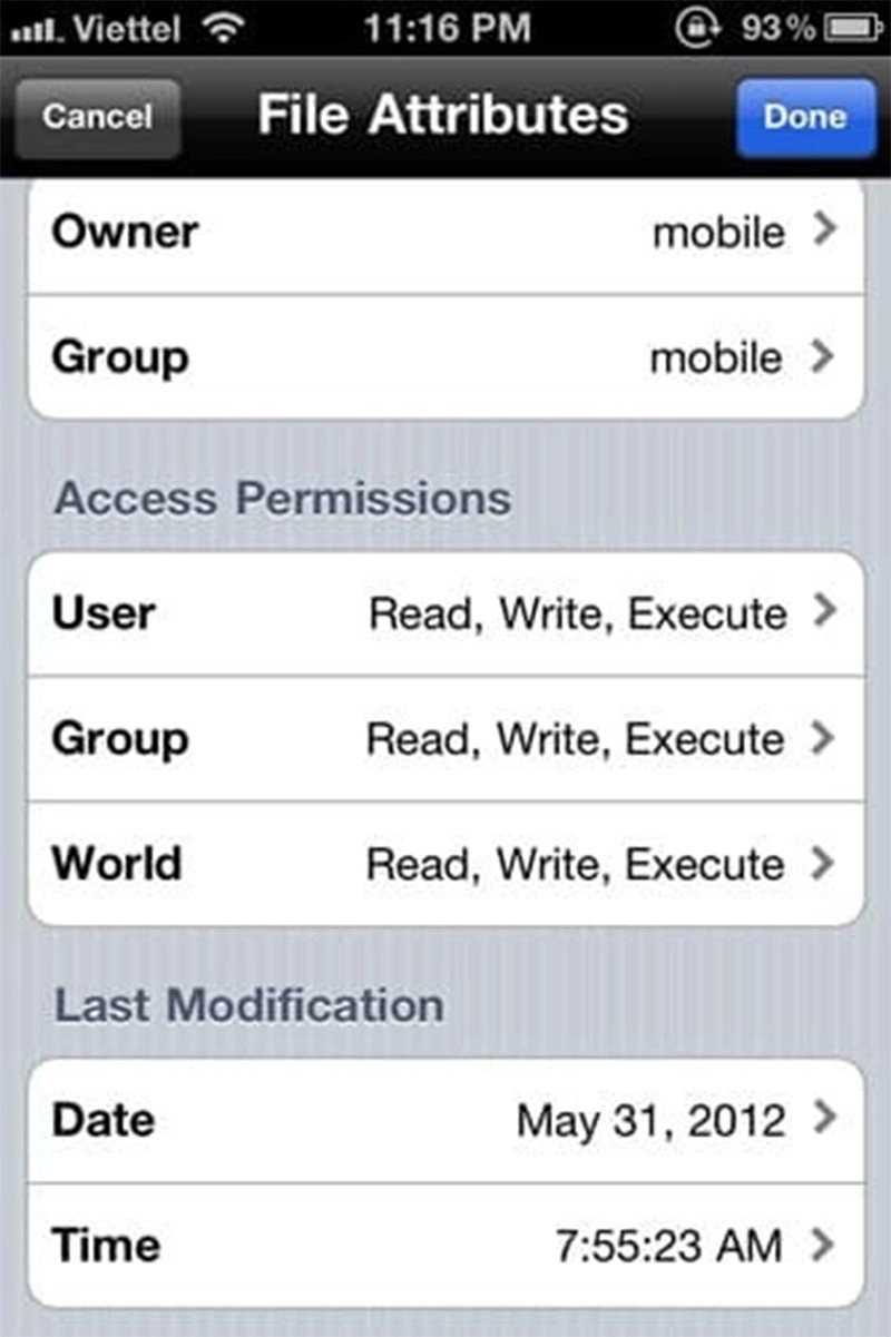 mục Access Permissions