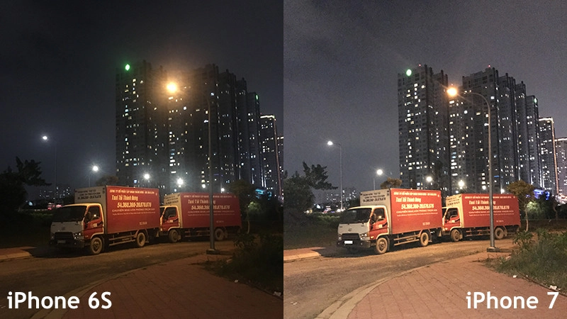 So sánh giữa đt iPhone 6S và iPhone 7 ảnh chụp ban đêm và thiếu sáng 