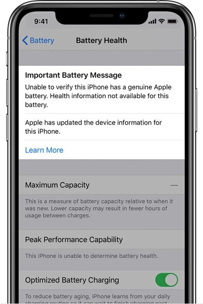iPhone báo bảo trì sau khi thay
