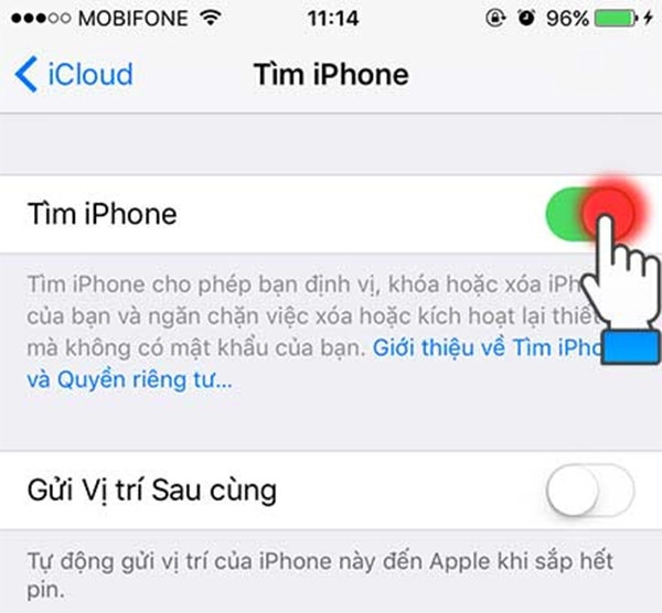 Bật Tìm iPhone