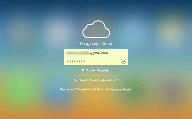 Đăng nhập vào iCloud