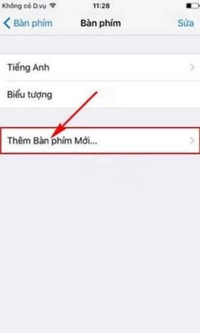 Chọn mục Add new Keyboard – Thêm bàn phím mới