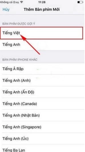 Lựa chọn Tiếng Việt