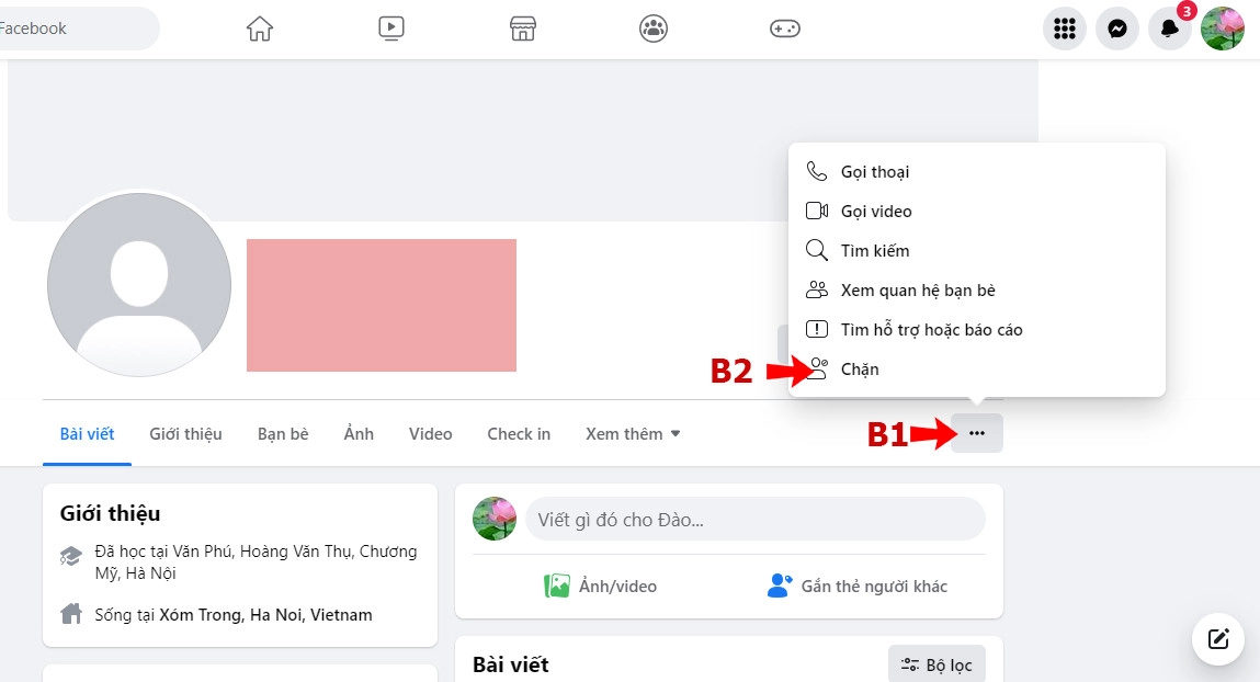 Truy cập vào trang cá nhân người bạn muốn giảm tương tác