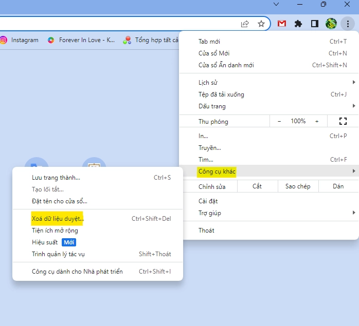 Nhấn và xóa dữ liệu