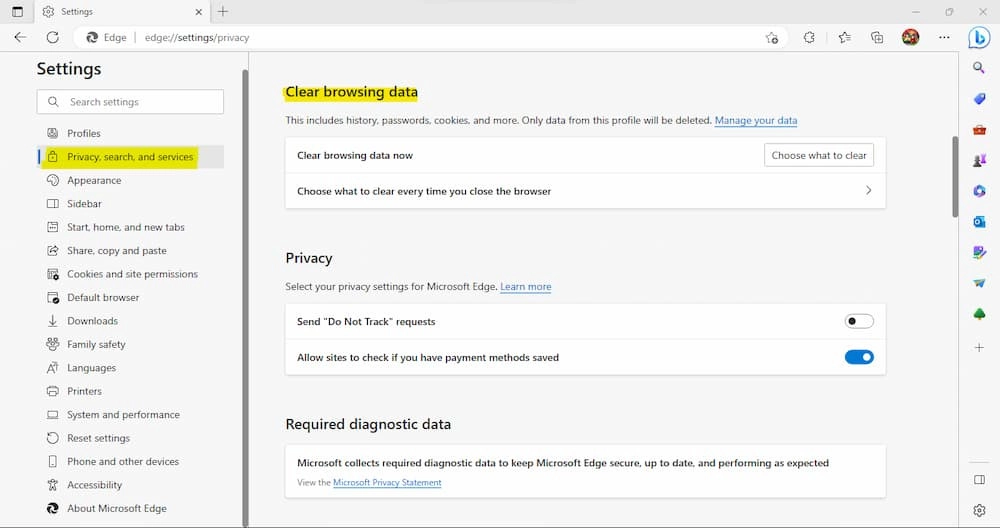 Chọn Clear browsing data