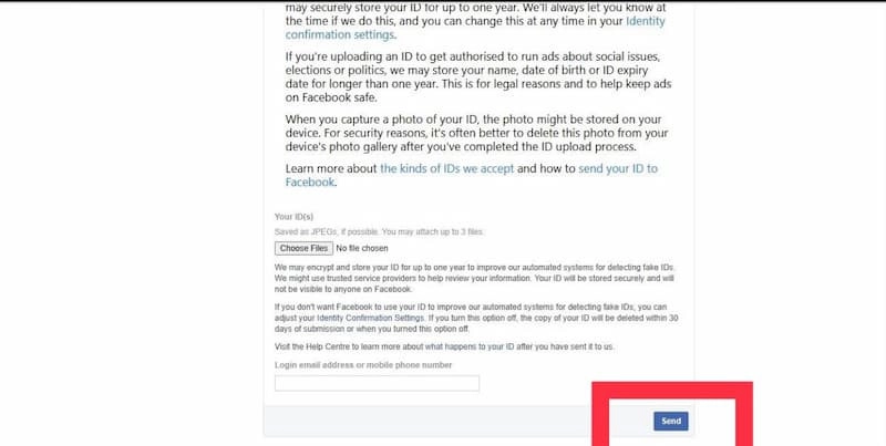 Nhấn Send gửi thông tin