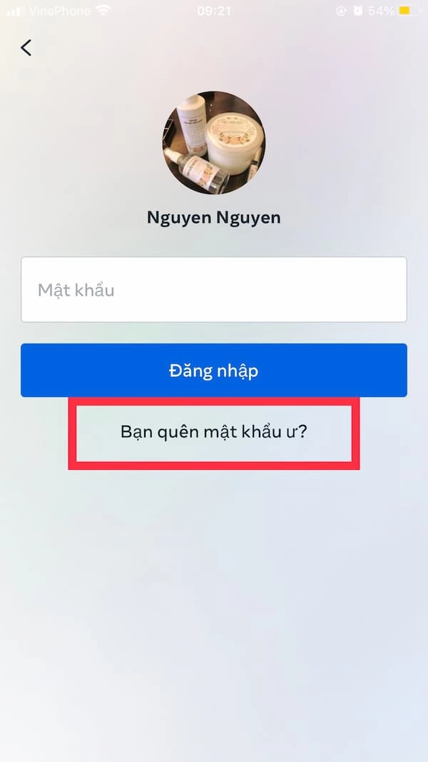 Chọn quên mật khẩu