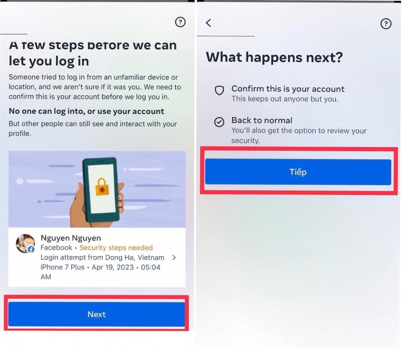Xác nhận lại tài khoản
