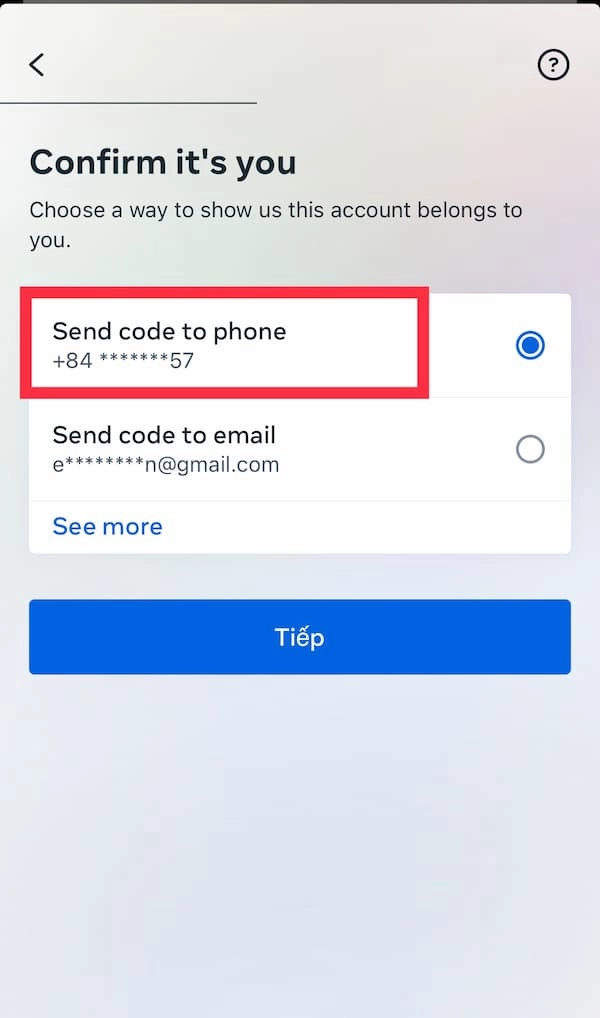 Gửi mã xác nhận vào số điện thoại