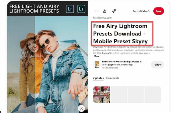 tải ảnh từ Pinterest