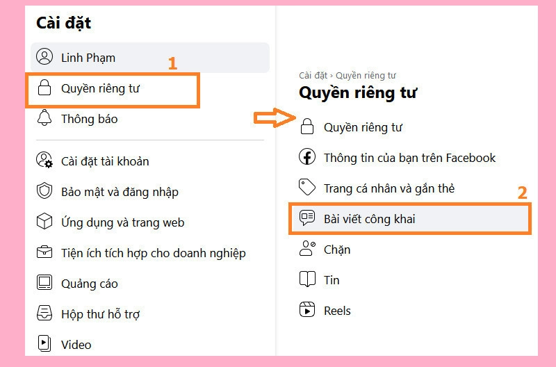 Quyên riêng tư đến Bài viết công khai