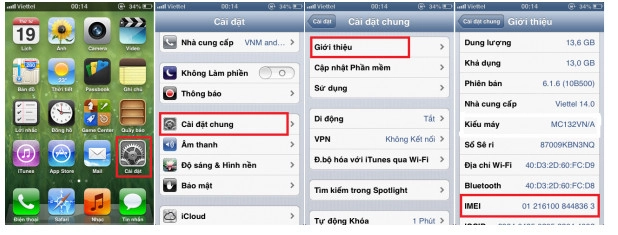 Lấy IMEI trên iPhone