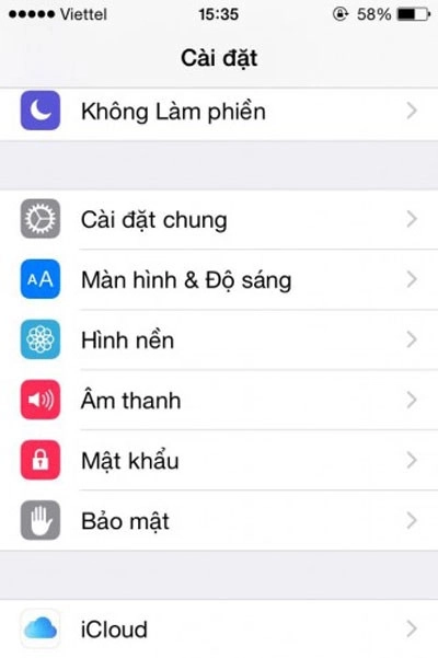 Vào cài đặt để đặt mật khẩu cho iPhone