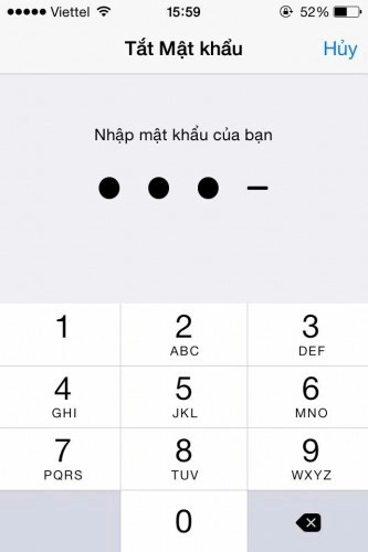 Tắt mật khẩu iPhone
