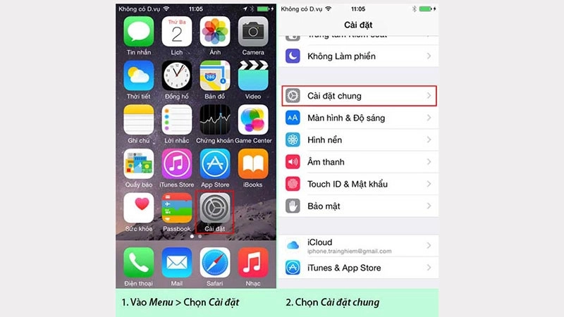 Chọn cài đặt chung