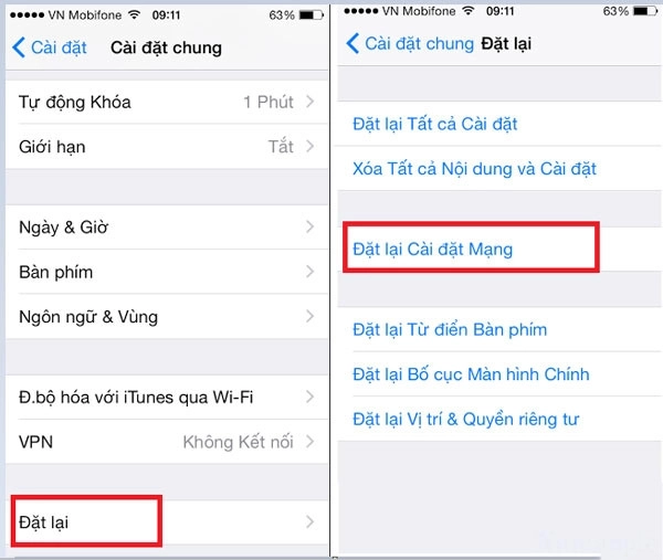 Đặt lại cài đặt mạng chung