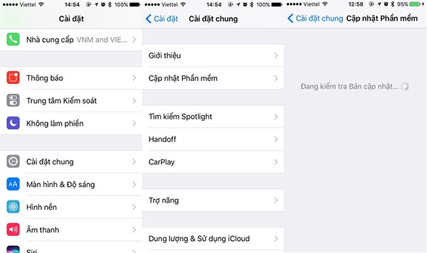 Kiểm tra trong Cài Đặt