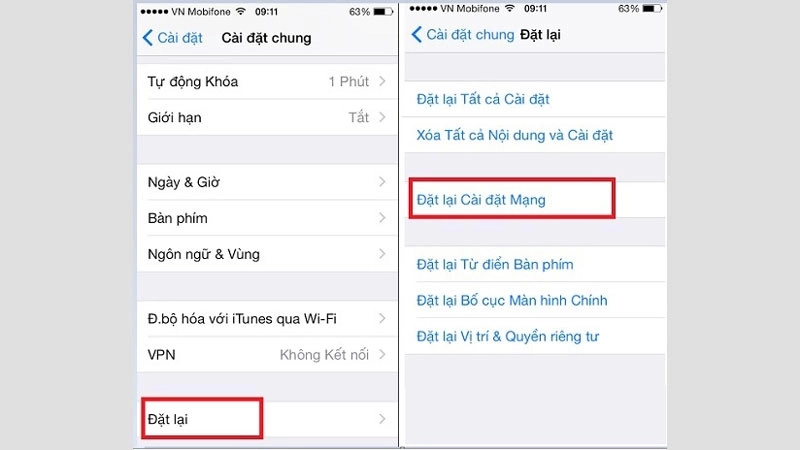 Đặt lại cài đặt mạng
