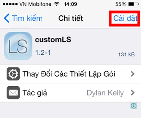 Nhấn vào Cài đặt như bình thường