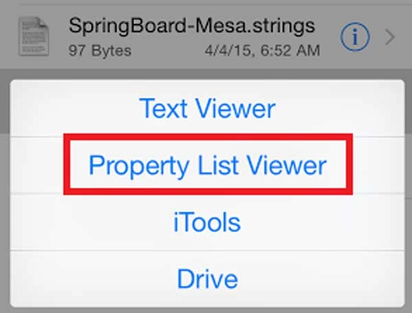 Chọn tính năng Property List Viewer