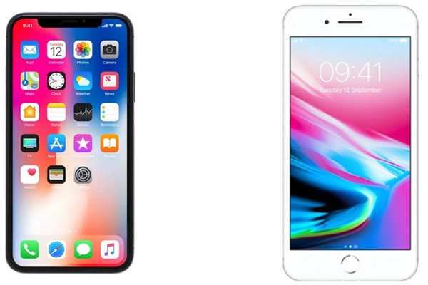 So sánh màn hình điện thoại iPhone X và 8 Plus