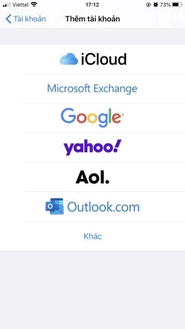 Chọn khác  trên tài khoản