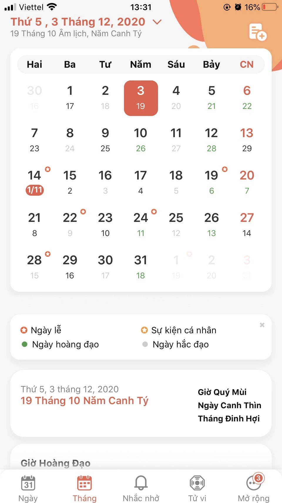 Lịch âm bên dưới lịch dương